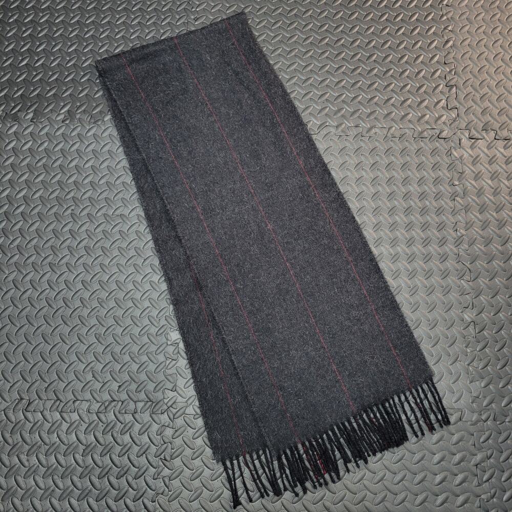 Murano 100% Alpaca Scarf Pinstripe Fringe Made in Peru Soft Luxury Old Money